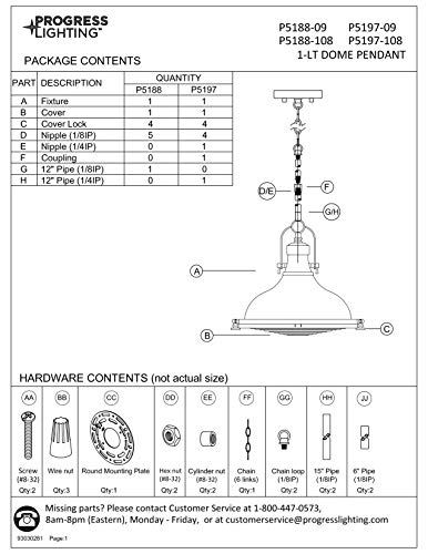 Progress Lighting P5188-108 Fresnel Lens Pendants, Bronze