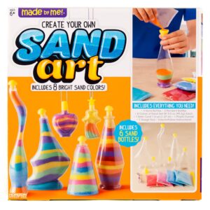 made by me create your own sand art, 4 sand bottles & 2 pendent bottles with 8 bright sand colors, designing tool & more, great staycation or birthday party activity for kids ages 6, 7, 8, 9