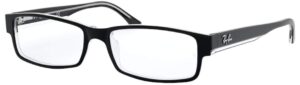 ray-ban rx5114 rectangular prescription eyeglass frames, black on transparent/demo lens, 52 mm