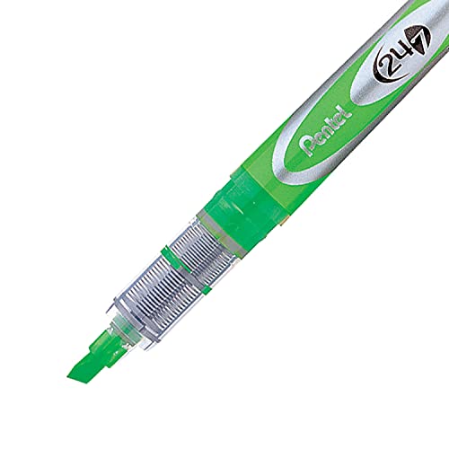 Pentel 24/7 Chisel Tip Liquid Highlighter, Light Green Ink, Box of 12 (SL12-K)