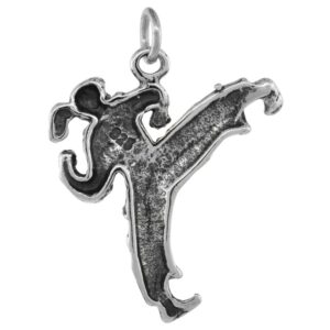 Sterling Silver Martial Arts Karate Pendant, 1 1/16 inch tall