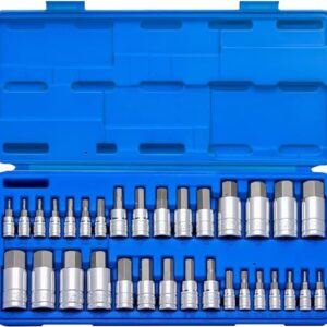 NEIKO 10288A Allen Hex Bit Socket Set, 32 Piece SAE and Metric Allen Socket Set, Allen Head Hex Key Socket Set Made with S2 Steel