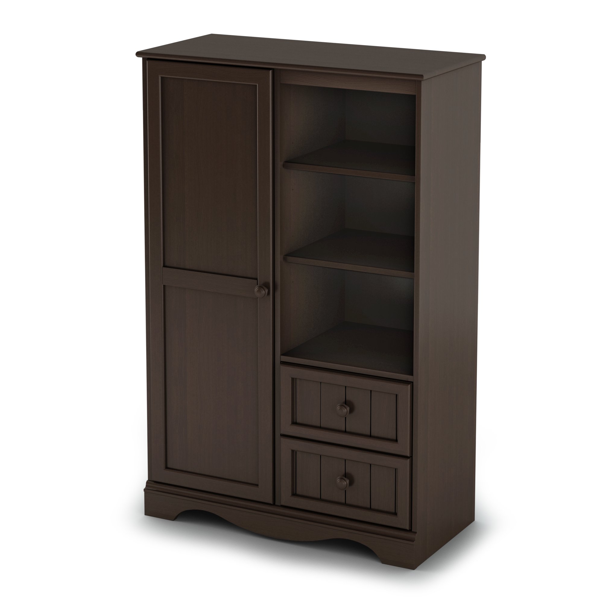 South Shore 1-Door Armoire with Adjustable Shelves and Storage Drawers, Espresso