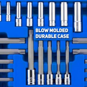 NEIKO 10287A Extra Long Socket Bits and Deep Socket Set | 60 Piece | S2 Tamperproof Torx Plus Bits and Cr-V Steel E-Torx Sockets