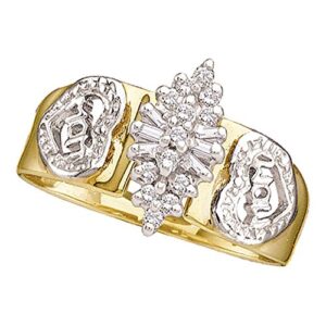 sonia jewels size - 5-10k yellow and white two 2 tone gold mom mothers day heart love marquise shape cluster round cut & baguette ladies diamond fashion ring band 8mm (1/8 cttw)