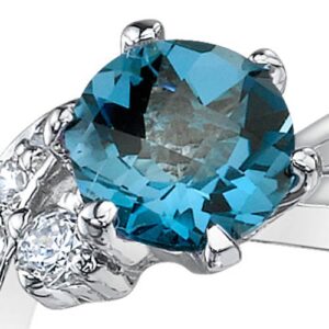 PEORA Ethereal Curves 1.00 carats London Blue Topaz Ring in Sterling Silver Size 8