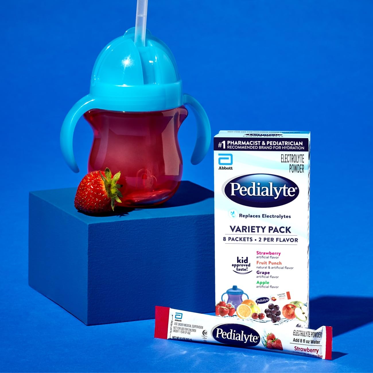 Pedialyte Electrolyte Powder Packets, Variety Pack, Hydration Drink, 8 Single-Serving Powder Packets