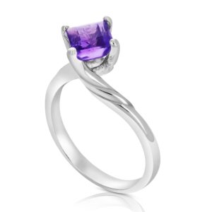 VIR JEWELS 1 cttw Purple Amethyst Ring .925 Sterling Silver with Rhodium Princess 6 MM Size 8