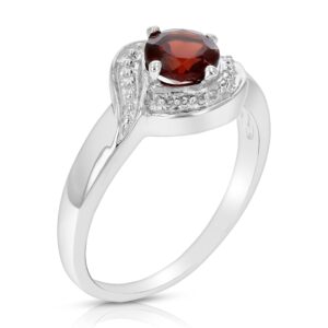 vir jewels 1/2 cttw garnet ring .925 sterling silver with rhodium plating round shape 5 mm size 7