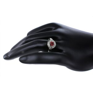 VIR JEWELS 1/2 cttw Garnet Ring .925 Sterling Silver with Rhodium Plating Round Shape 5 MM Size 7