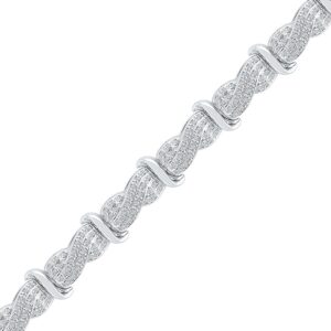 dgold sterling silver princess-cut diamond twisted fashion bracelet (1 cttw)