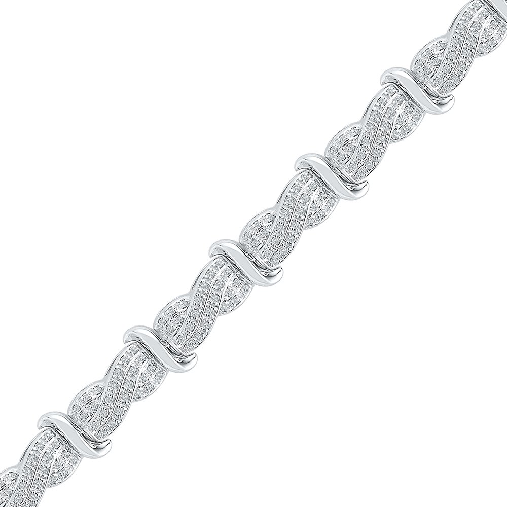 DGOLD Sterling Silver Princess-cut Diamond Twisted Fashion Bracelet (1 cttw)