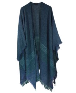 kerry woollen mills celtic ruana long shawl irish wool lambswool blackberry green