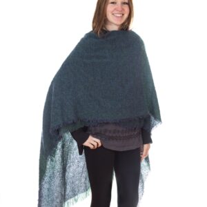 Kerry Woollen Mills Celtic Ruana Long Shawl Irish Wool Lambswool Blackberry Green