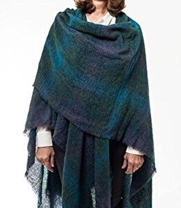 Kerry Woollen Mills Celtic Ruana Long Shawl Irish Wool Lambswool Blackberry Green