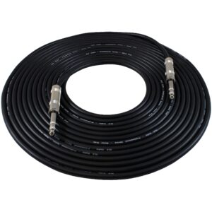 gls audio 25ft patch cable cord - 1/4" trs to 1/4" trs black cable - 25' balanced snake cord