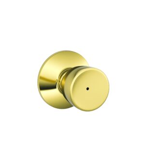 schlage f40-bel-605x625 bright brass/polished chrome privacy bell style knob