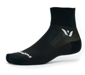 swiftwick- performance two running & cycling socks for men & women, cushion crew socks (black, large)