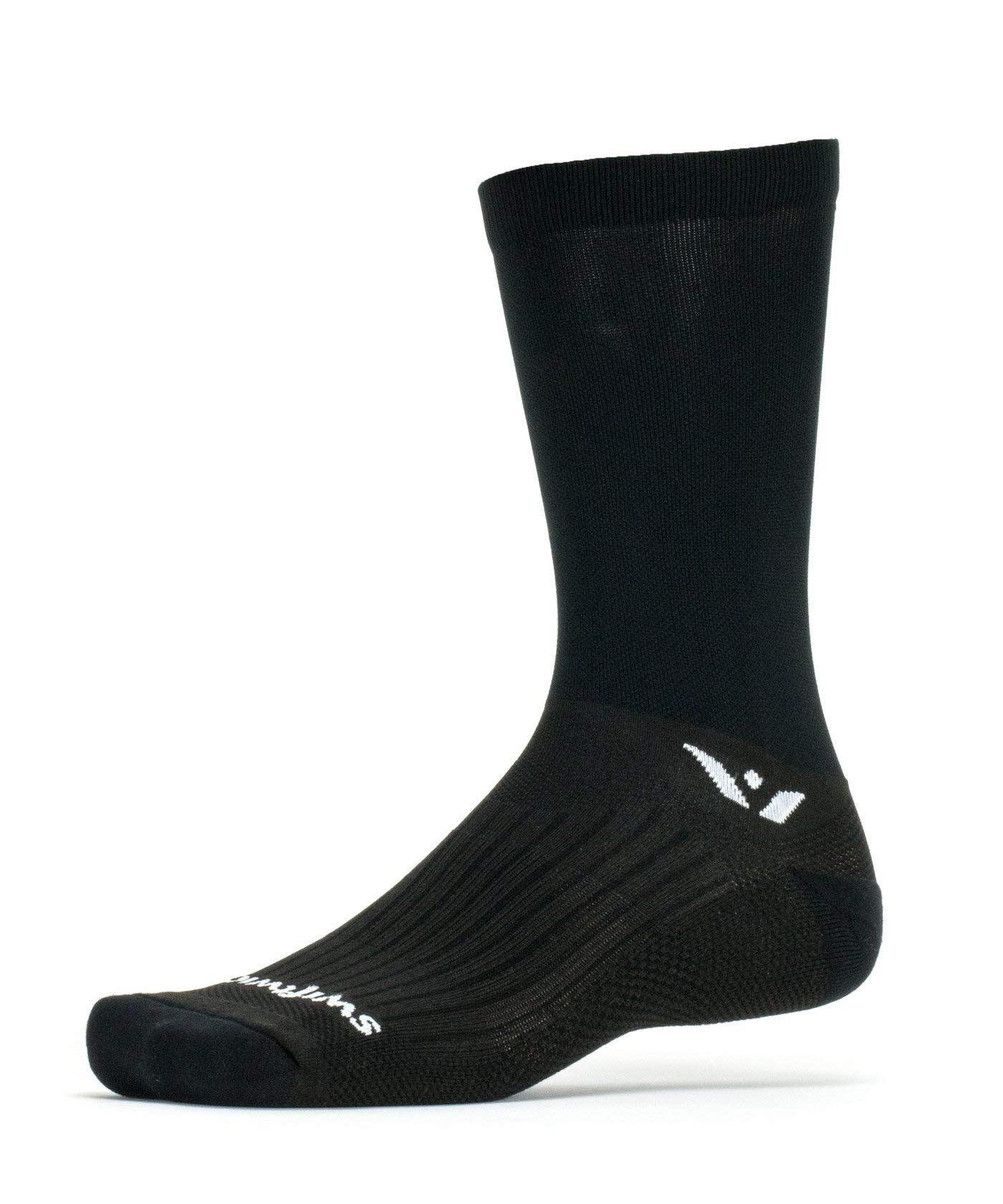 Swiftwick- PERFORMANCE SEVEN Cycling Socks, Lightweight Crew (Black, Medium)