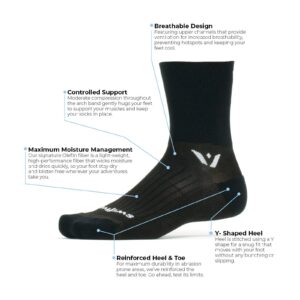 Swiftwick- PERFORMANCE SEVEN Cycling Socks, Lightweight Crew (Black, Medium)