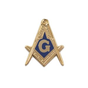 Square & Compass Masonic Lapel Pin - [Blue & Gold][1'' Tall]