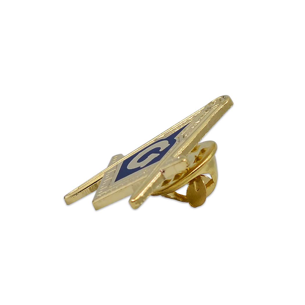 Square & Compass Masonic Lapel Pin - [Blue & Gold][1'' Tall]