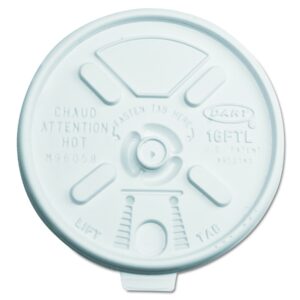 dart 16ftl white lift 'n' lock plastic lid for foam cups and containers, (case of 1,000)