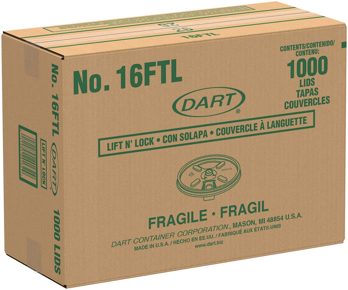 Dart 16FTL White Lift 'n' Lock Plastic Lid for Foam Cups and Containers, (Case of 1,000)