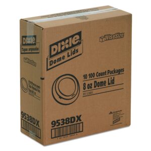 Dixie 8 oz. Dome Plastic Hot Coffee Cup Lid by GP PRO (Georgia-Pacific), White, 9538DX, 1,000 Count (100 Lids Per Sleeve, 10 Sleeves Per Case)