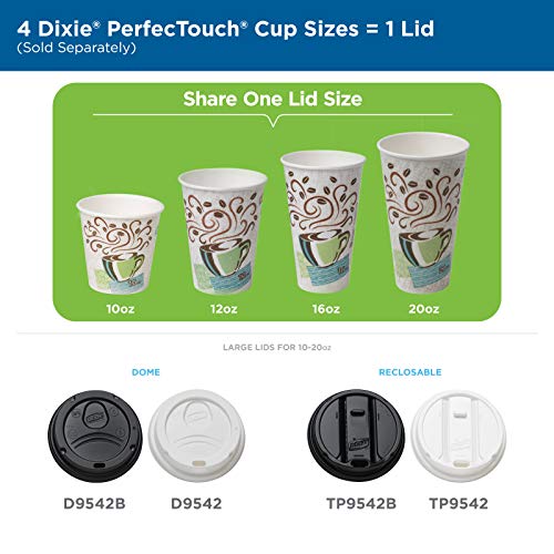 Dixie PerfecTouch 12 oz. Insulated Paper Hot Coffee Cup by GP PRO (GEORGIA-PACIFIC), White, 5342W, 1,000 Count (50 Cups Per Pack, 20 Sleeves Per Case)