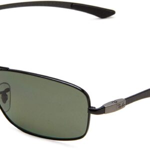 Ray-Ban RB8309 Steel Aviator Sunglasses, Black Frame/Green Polarized Lens, 59 mm