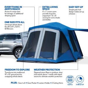 Napier Sportz SUV Tent 10'x10' Waterproof Camping Tent with 6'x7' Screen Room and Awning 6 Person Blue/Grey Car Tent