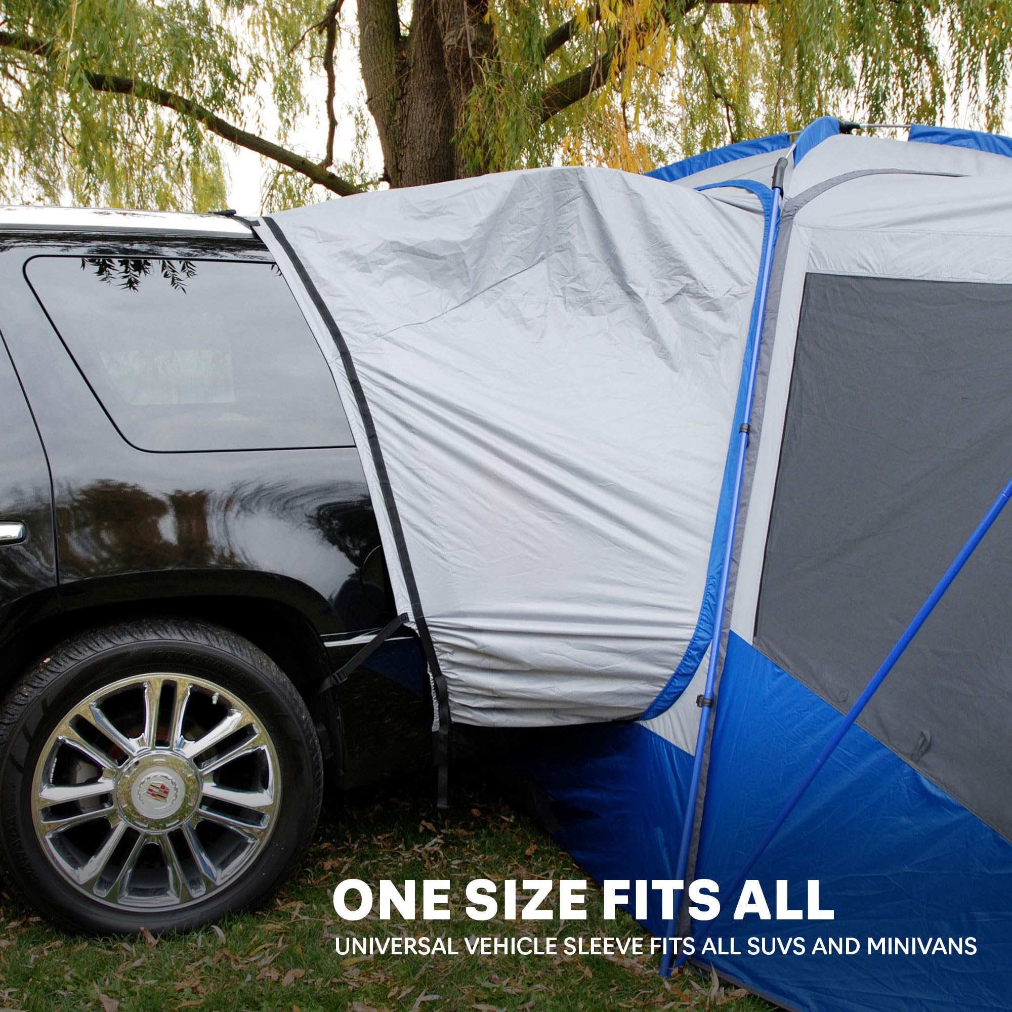 Napier Sportz SUV Tent 10'x10' Waterproof Camping Tent with 6'x7' Screen Room and Awning 6 Person Blue/Grey Car Tent