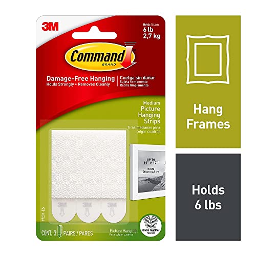 3M Command Adhesive Strip Picture Hanging, Pack of 1, White,CAD17201ES