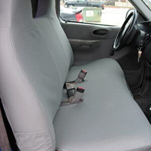 Durafit Seat Covers Made to fit 1999-2007 Ford F150 Seat Covers Exact Fit, Front Solid Bottom, Solid Back Bench with Molded Headrests | Seat Covers for Trucks Ford F150 | Gray Twill Fabric