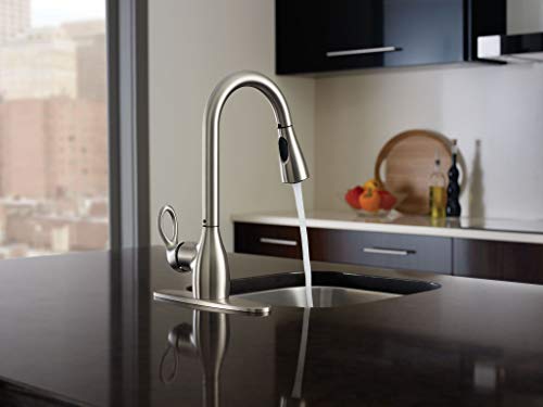 Moen CA87011SRS Single Handle Kitchen Faucet with Pullout Spray from the Kleo Collection, Spot Resist Stainless