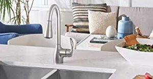 Moen CA87011SRS Single Handle Kitchen Faucet with Pullout Spray from the Kleo Collection, Spot Resist Stainless