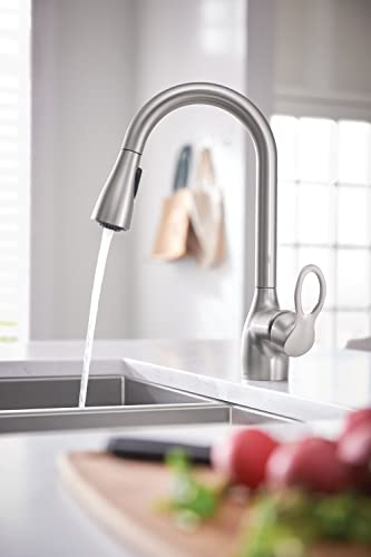 Moen CA87011SRS Single Handle Kitchen Faucet with Pullout Spray from the Kleo Collection, Spot Resist Stainless