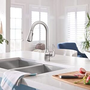 Moen CA87011SRS Single Handle Kitchen Faucet with Pullout Spray from the Kleo Collection, Spot Resist Stainless