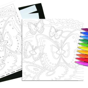 Faber-Castell Color by Number Bloomin' Butterflies - Color and Display 1 Color by Number Board, Red, 14 Piece Set