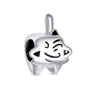 Cartoon Winking Tooth Fairy Dentist Charm Bead For Women For Teen Oxidized .925 Sterling Silver Fits European Bracelet