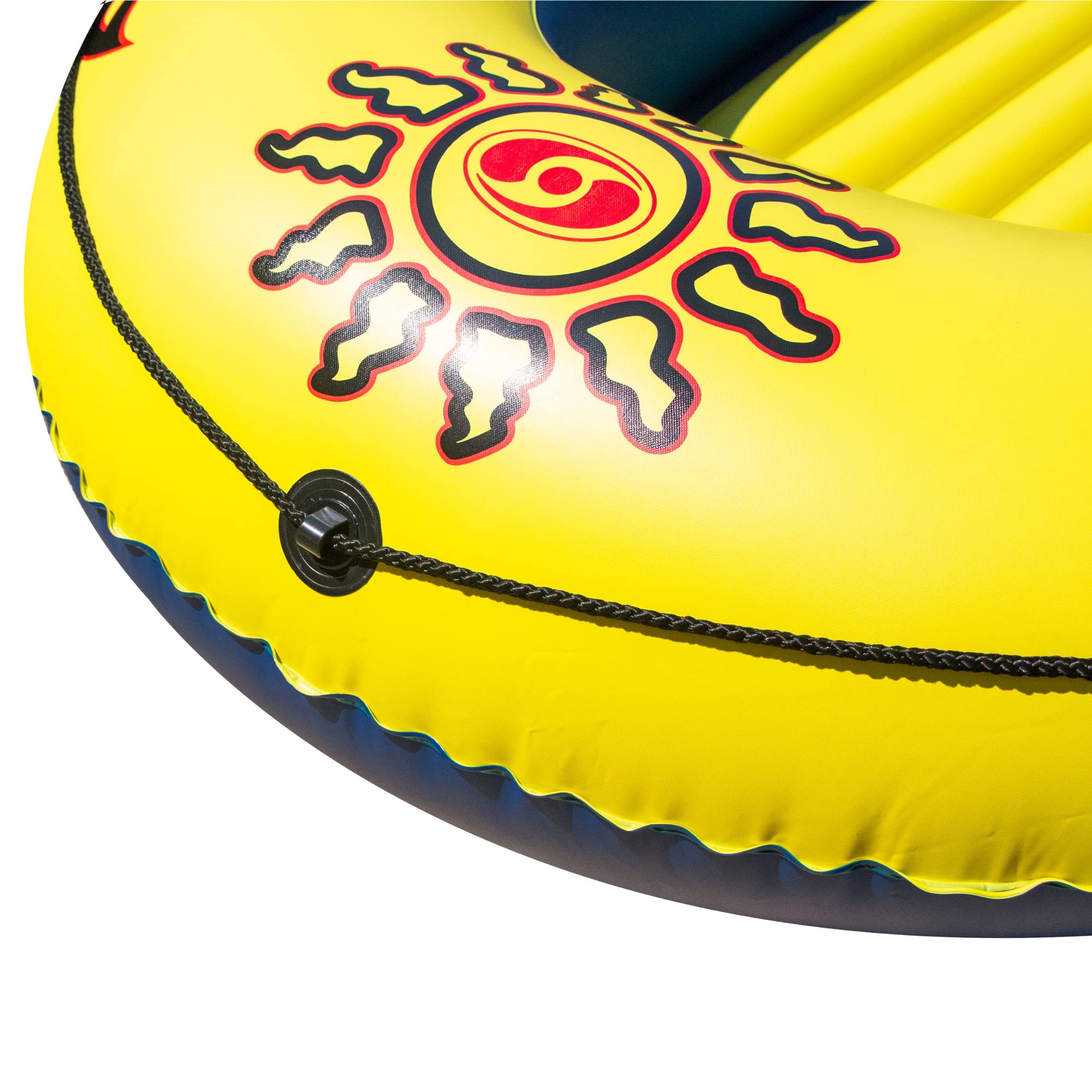 Solstice Inflatable Boat Rafts 3 Person for Adults & Kids Comes W/ Pole Oar Holders Cushioned Comfortable Base Grab Line 8 Ft Size Sunskiff Kits Dinghy Air Floor Yellow