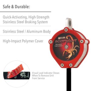 Miller Honeywell Safety Products by Scorpion 9-Foot Personal Fall Limiter with Steel Locking Snap Hook w/Swivel Shackle & Steel Locking Snap Hook, 310 lb. Capacity (PFL-7-Z7/9FT), Red