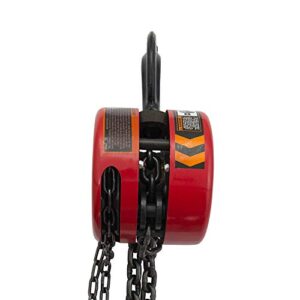 BIG RED TR9020 Torin Manual Hand Lift Steel Chain Block Hoist with 2 Hooks, 2 Ton (4,000 lb) Capacity, Red