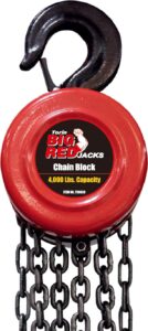 big red tr9020 torin manual hand lift steel chain block hoist with 2 hooks, 2 ton (4,000 lb) capacity, red