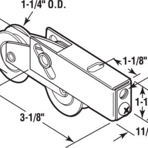 Prime-Line D 1735 Roller Assembly, 1-1/4 In. Tandem Wheels, Concave Edge, Ball Bearing (Single Pack)