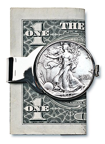 American Coin Treasures U.S Coin Money Clip - Silver Walking Liberty Half Dollar | Brass Layered in Silver-Tone Rhodium | Holds Currency, Credit Cards, Cash | Certificate of Authenticity