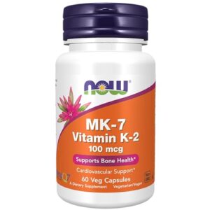 now supplements, mk-7 vitamin k-2 100 mcg, cardiovascular support*, supports bone health*, 60 veg capsules