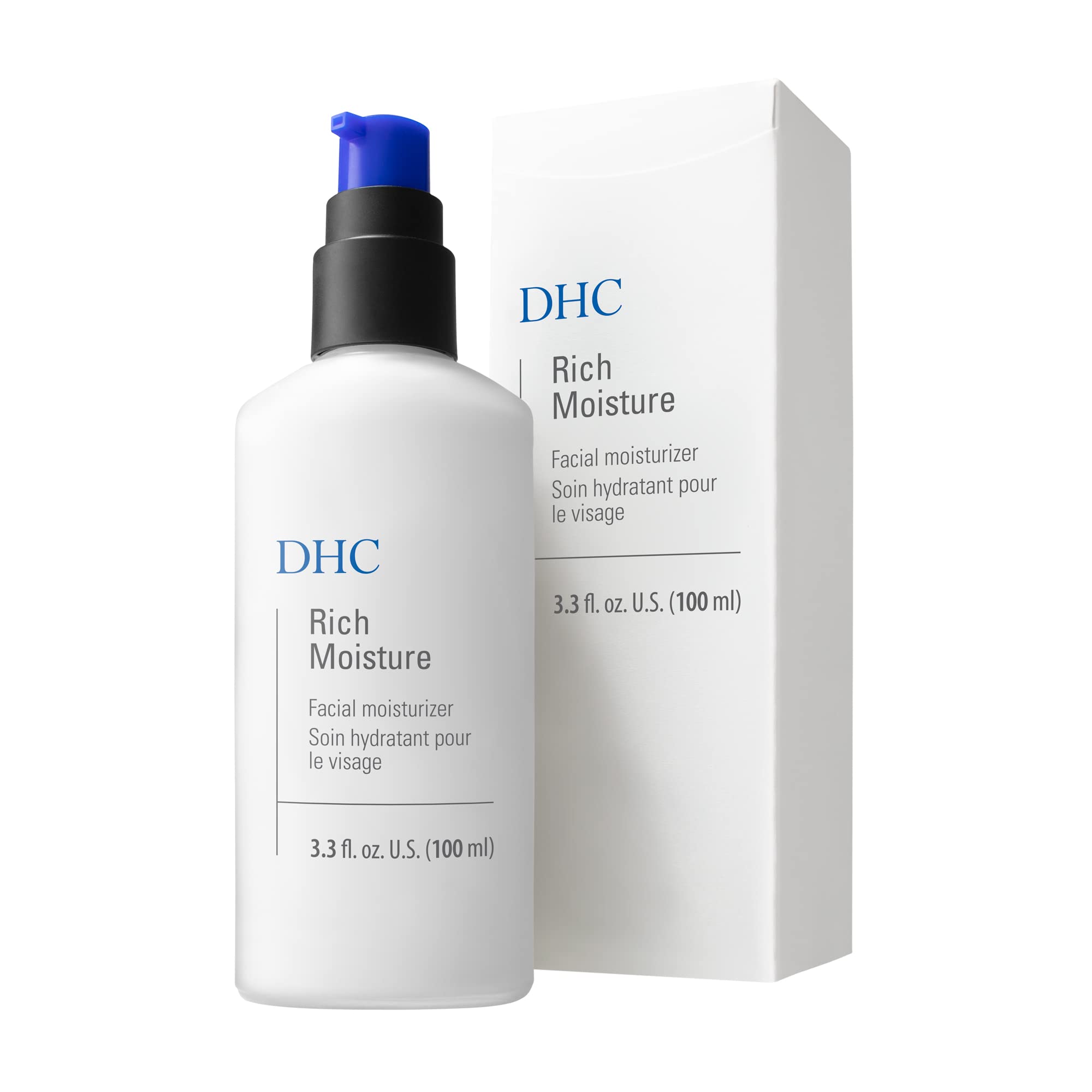 DHC Rich Moisture, Lightweight Facial Moisturizer, Dry Skin, Hydrating, Fragrance and Colorant Free, Ideal for dry dehydrated and sensitive skin, 3.3 fl. oz.