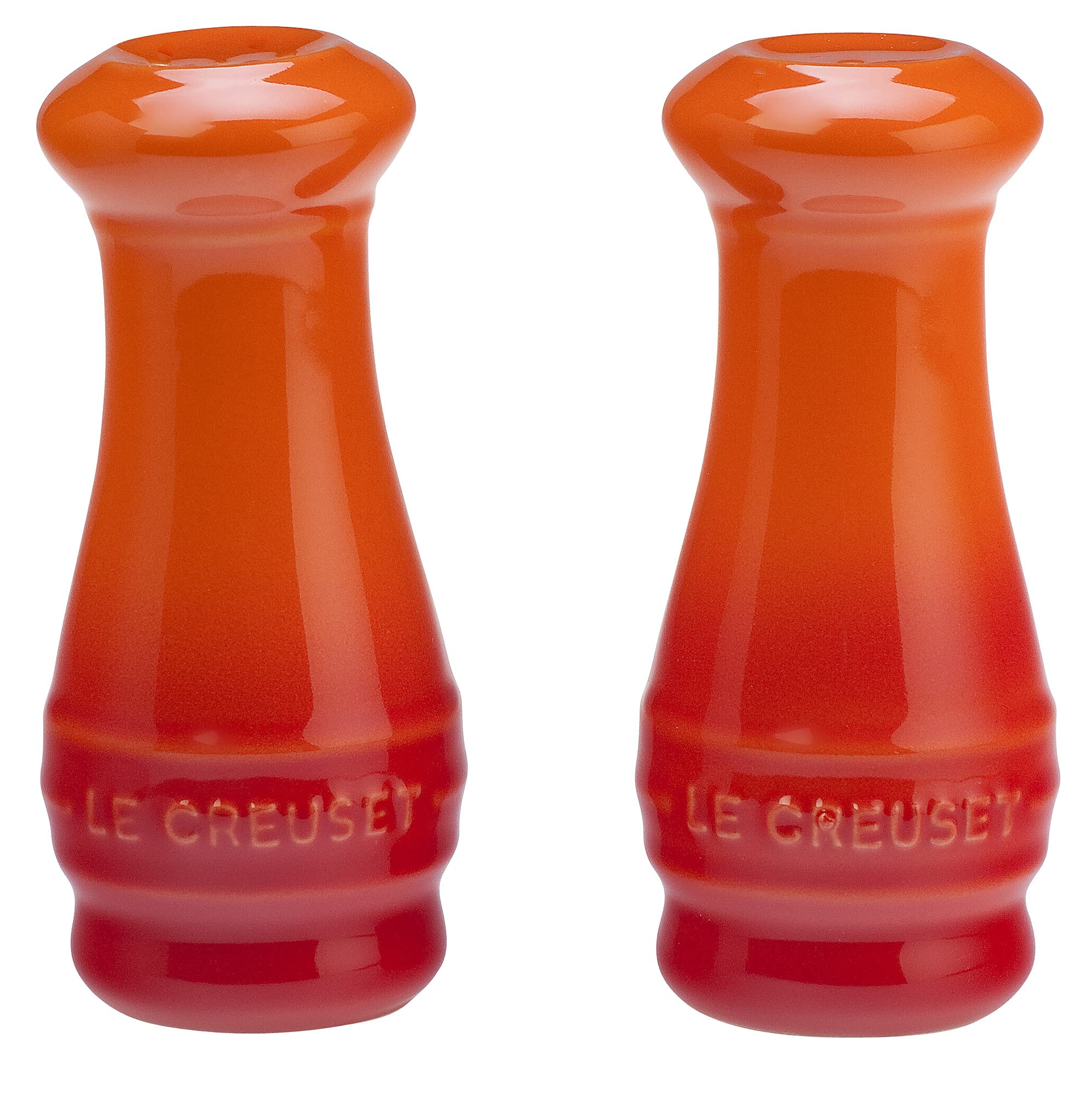 Le Creuset Stoneware Salt & Pepper Shakers Set of 2, 4 oz. each, Flame